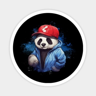 Cute panda wearing baseball cap Magnet